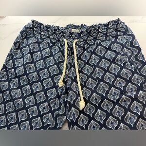 Roxy Navy and White Patterned Drawstring Pants